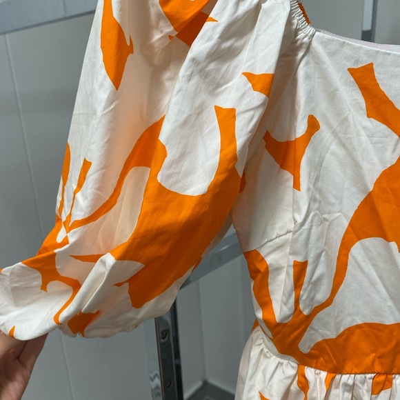Peach Love California Orange and White Mini Dress - Picture 3 of 3